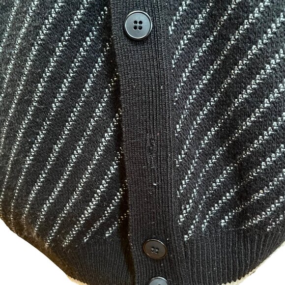 Vintage Mens XL Wool Blend Black White Cardigan Sweater Geometric Design Size XL - Picture 6 of 11